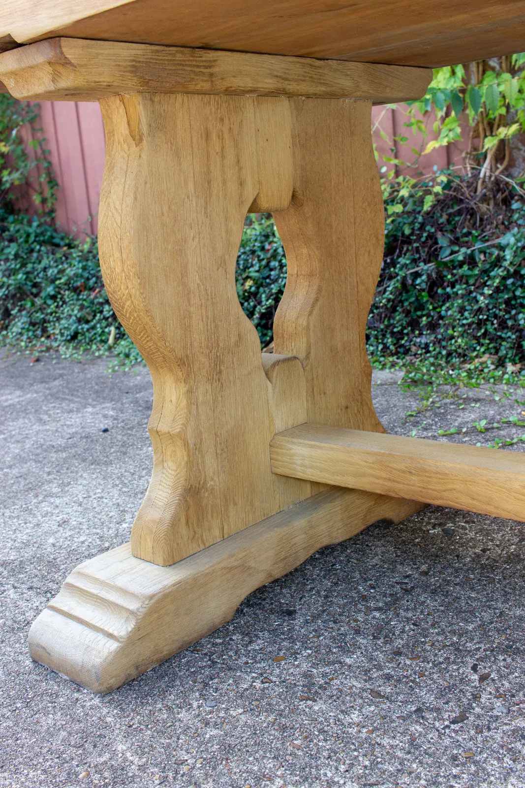 Antique Stripped French Oak Trestle Style Farm Table