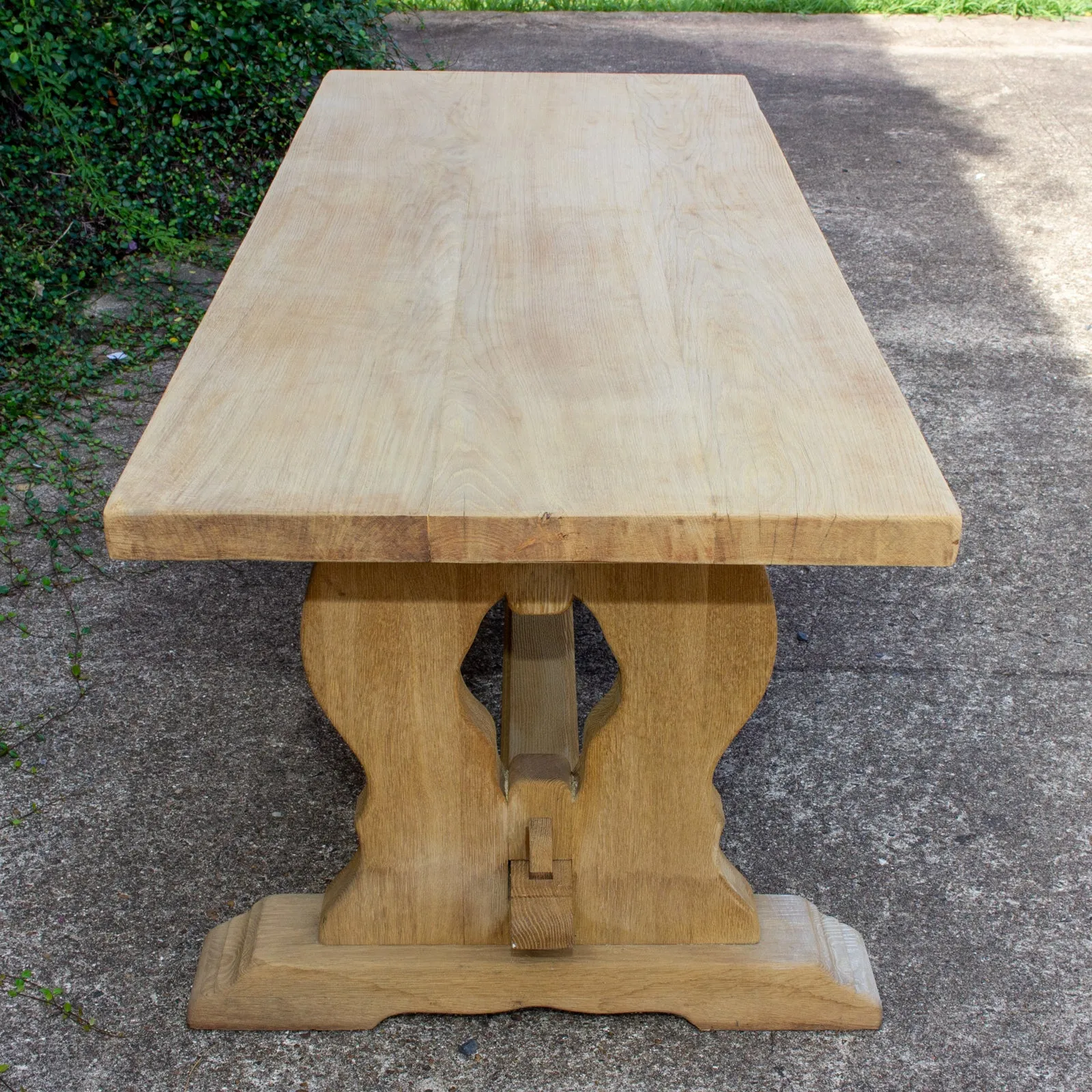 Antique Stripped French Oak Trestle Style Farm Table