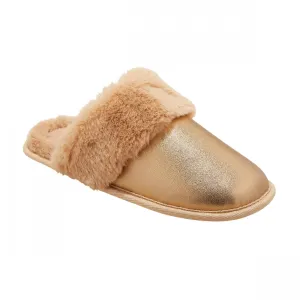 Auden Womens Rae Metallic Scuff Slippers 91639256 Tan Brown L (9/10)