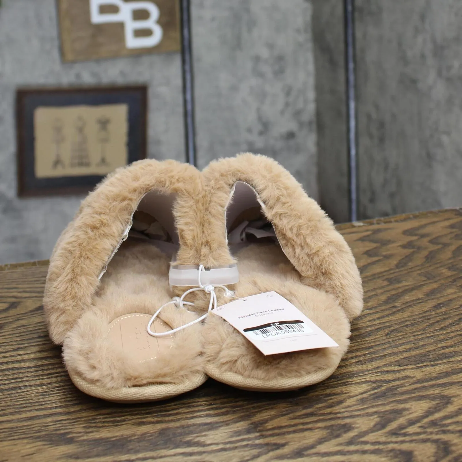 Auden Womens Rae Metallic Scuff Slippers 91639256 Tan Brown L (9/10)