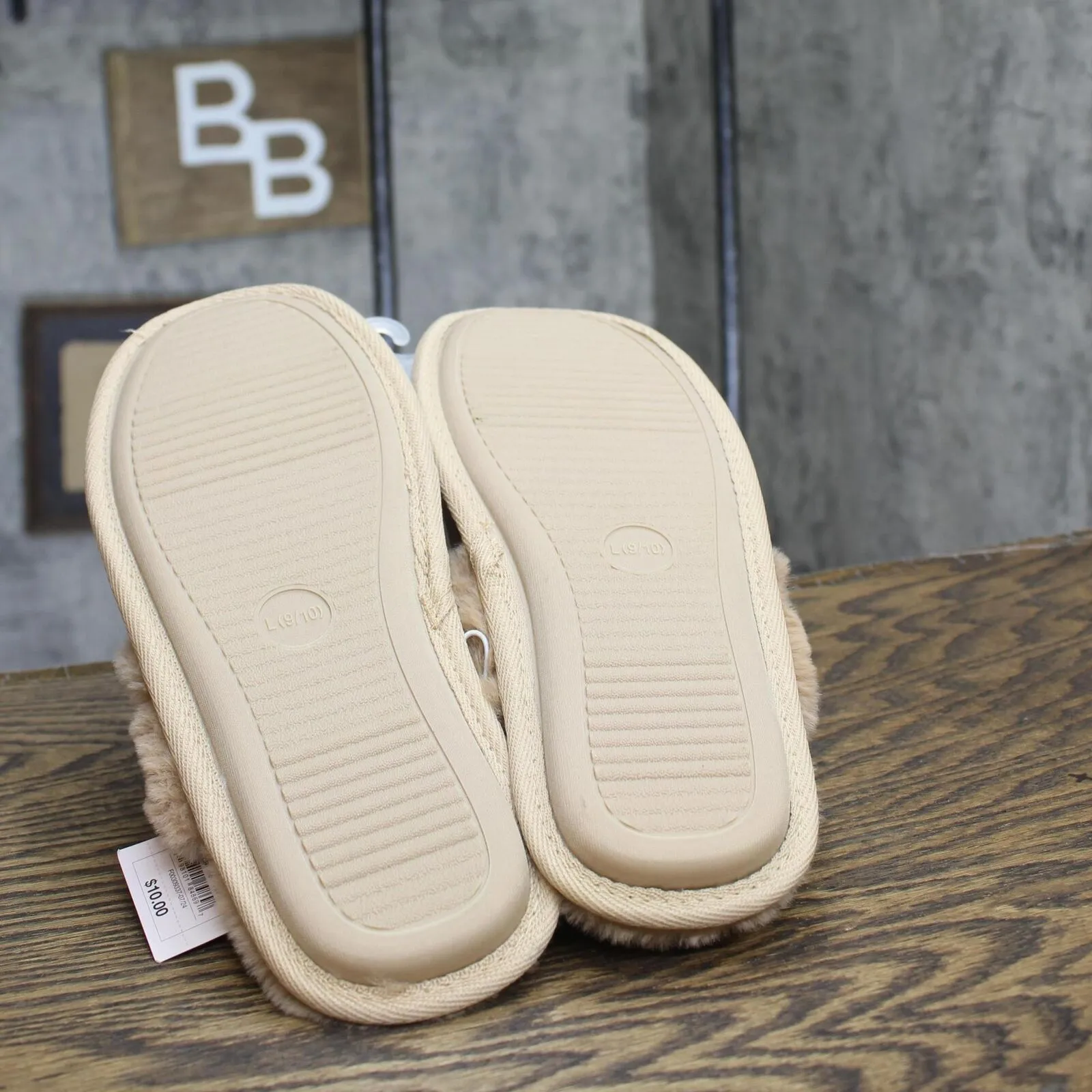 Auden Womens Rae Metallic Scuff Slippers 91639256 Tan Brown L (9/10)