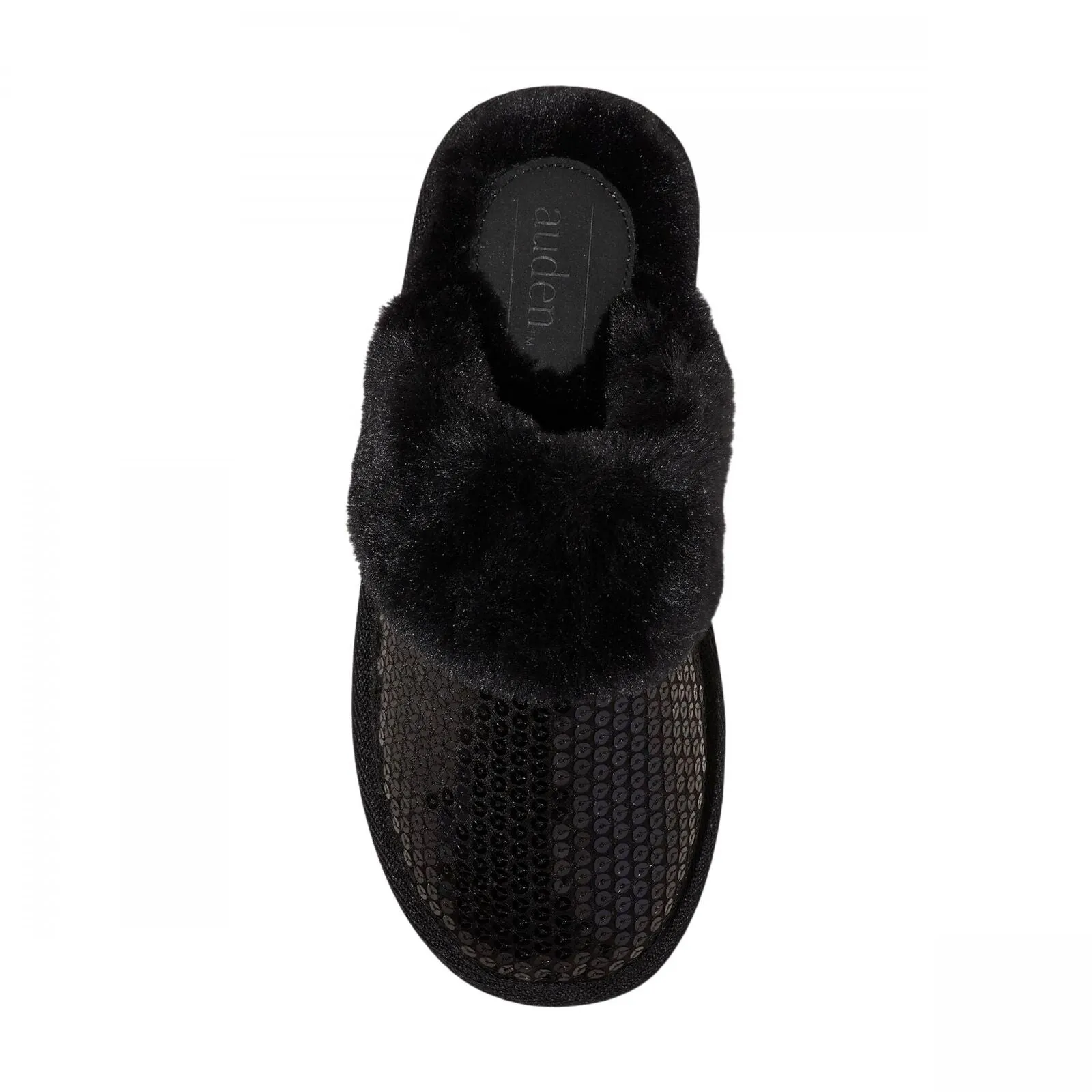 Auden Womens Rae Sequin Scuff Slippers 91639271 Black M (7/8)