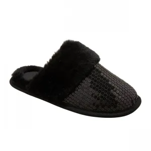 Auden Womens Rae Sequin Scuff Slippers 91639271 Black M (7/8)