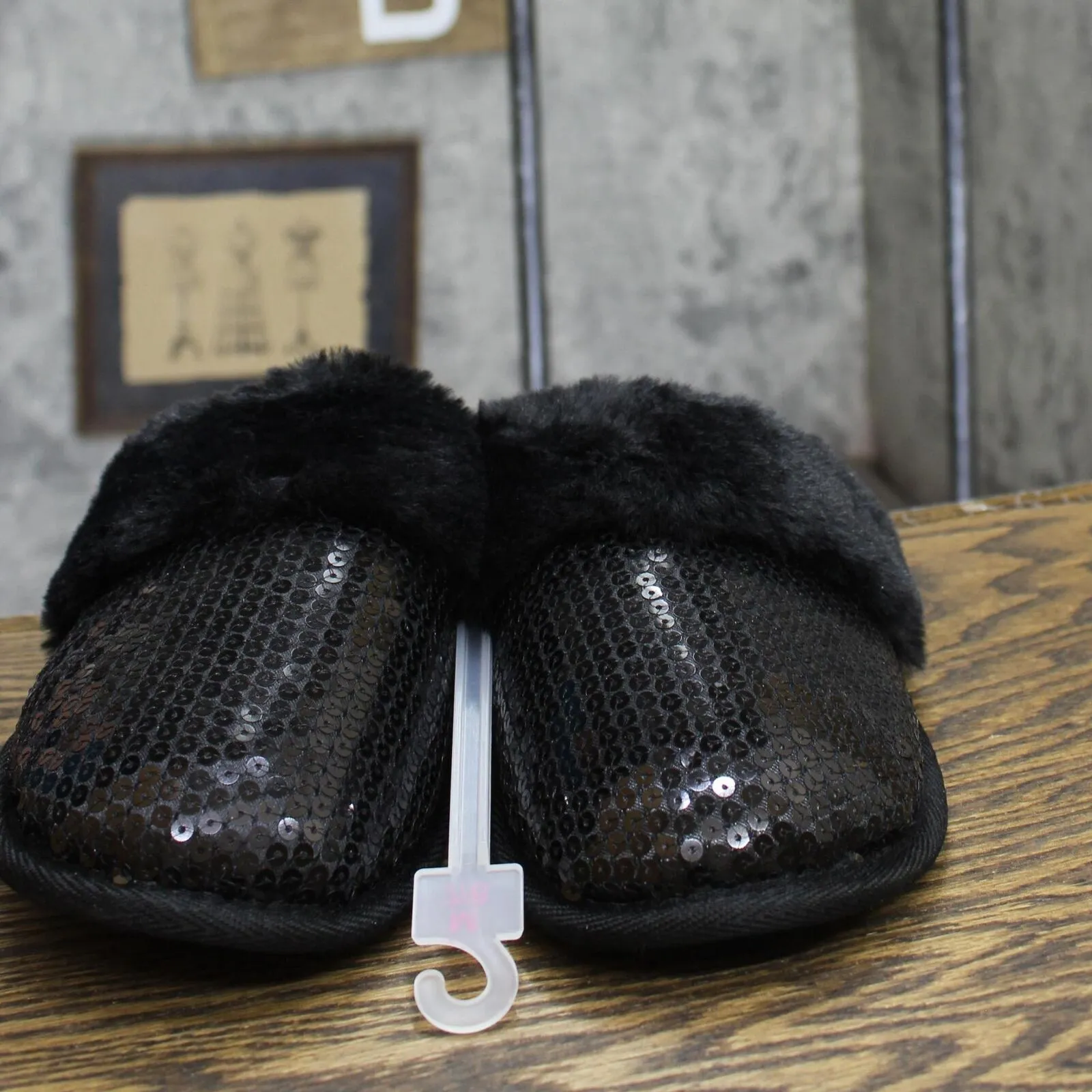 Auden Womens Rae Sequin Scuff Slippers 91639271 Black M (7/8)