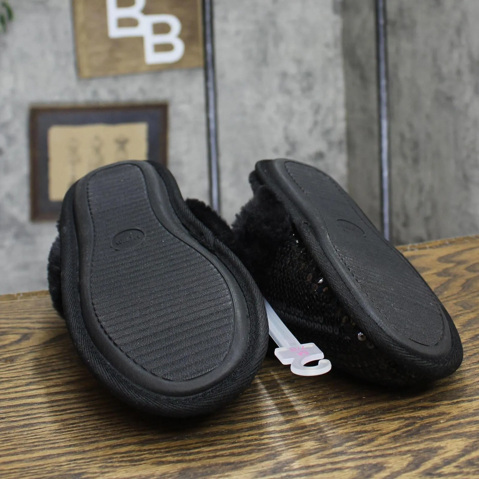Auden Womens Rae Sequin Scuff Slippers 91639271 Black M (7/8)