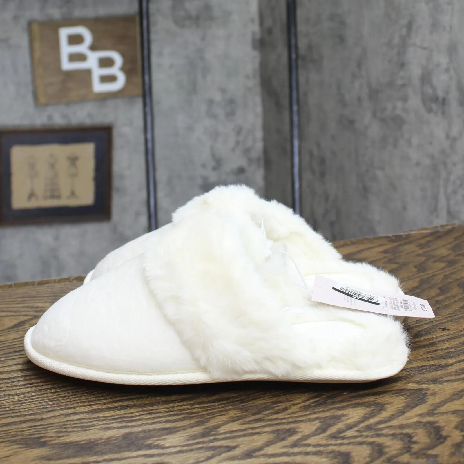 Auden Womens Rae Velvet Scuff Slippers 91639574 Cream Off White M (7/8)