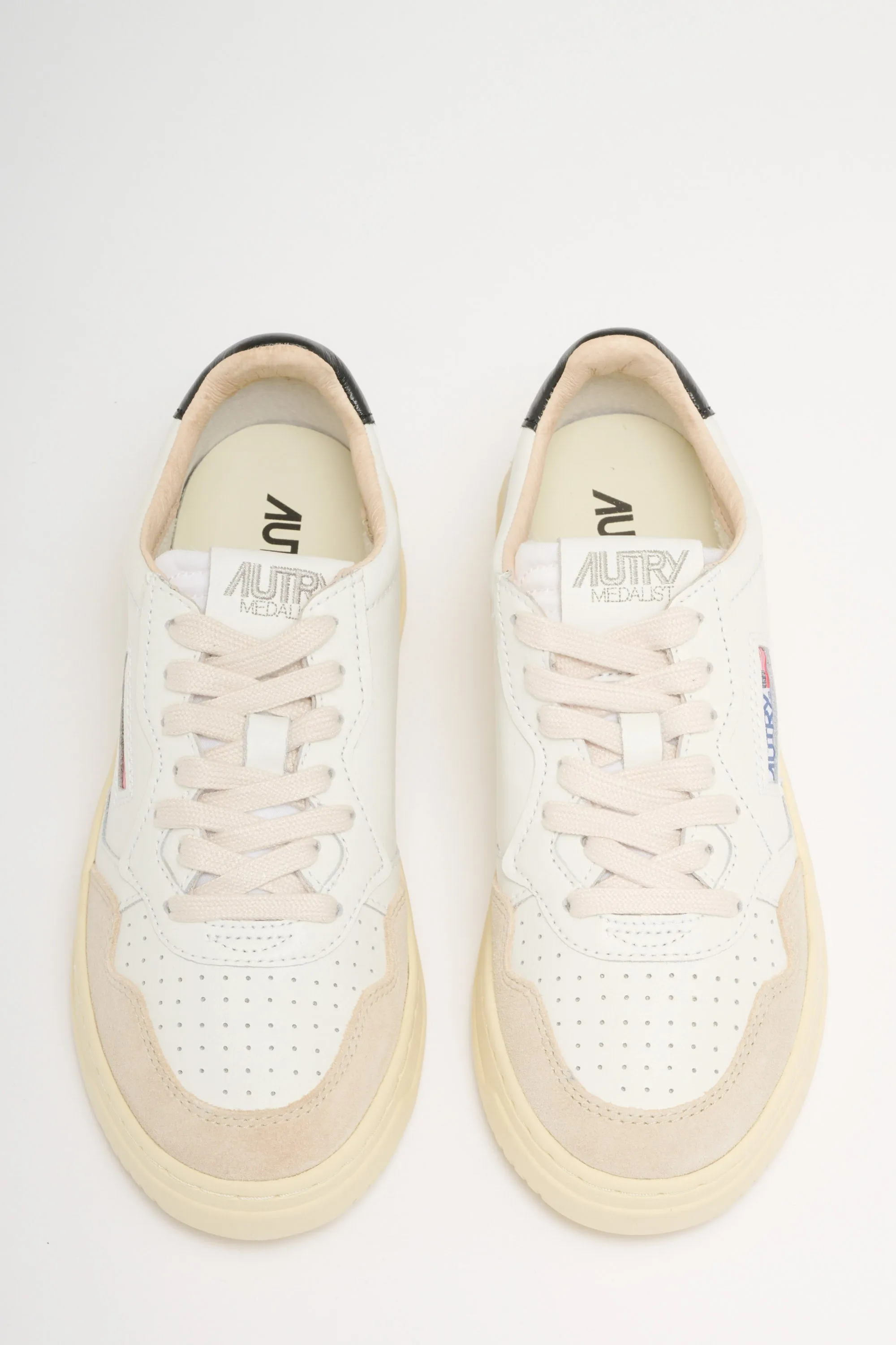 Autry Medalist Low Wom Leat Suede Bianco Donna