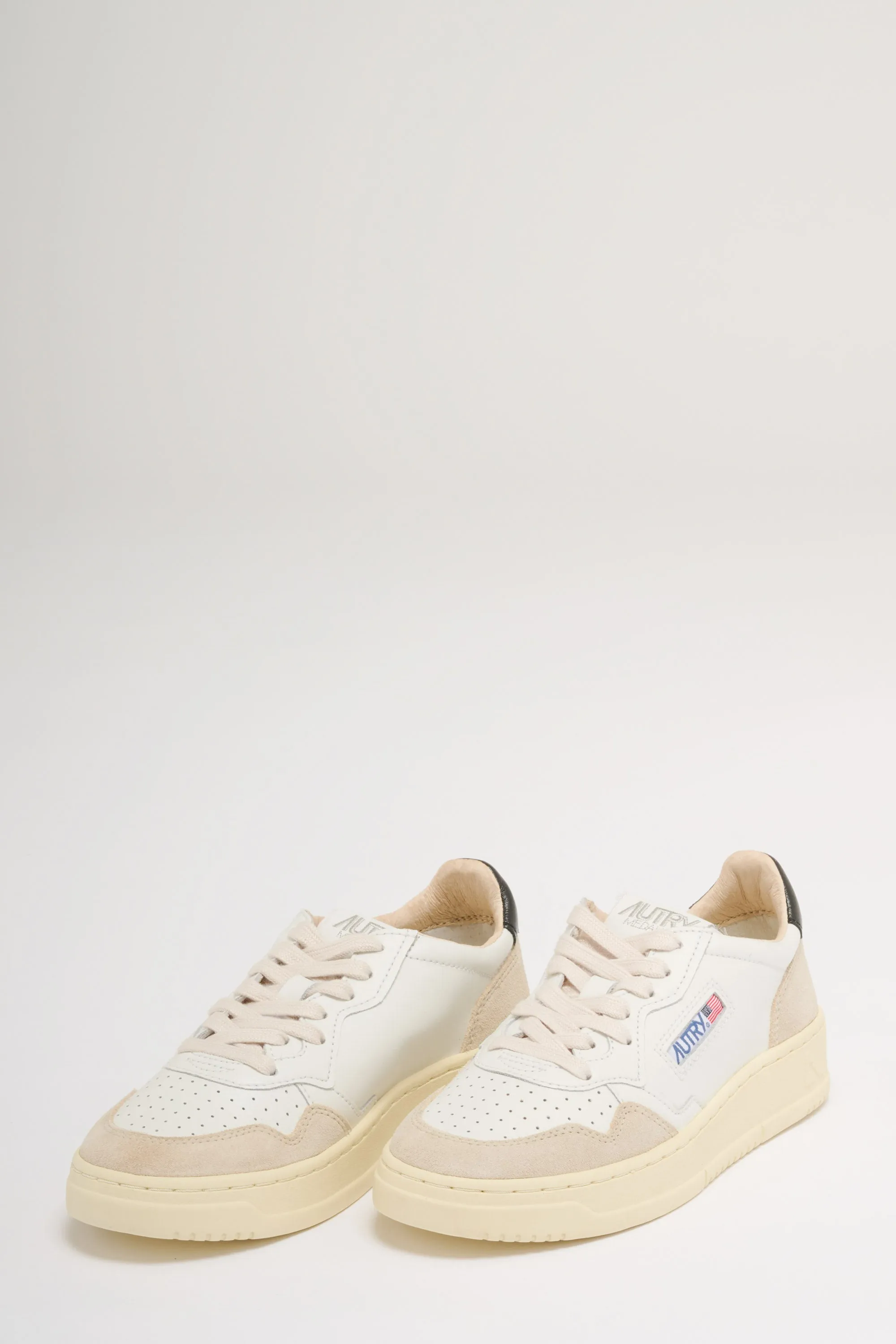 Autry Medalist Low Wom Leat Suede Bianco Donna
