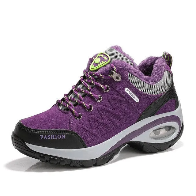 Autumn Winter Female Work Shoes Sneakers Women Outdoor Non-slip Wear-resistant Travel Shoes Casual Air Cushion Shoes Cotton Shoe