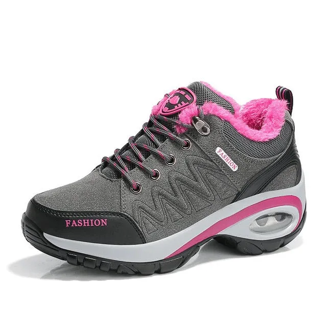Autumn Winter Female Work Shoes Sneakers Women Outdoor Non-slip Wear-resistant Travel Shoes Casual Air Cushion Shoes Cotton Shoe