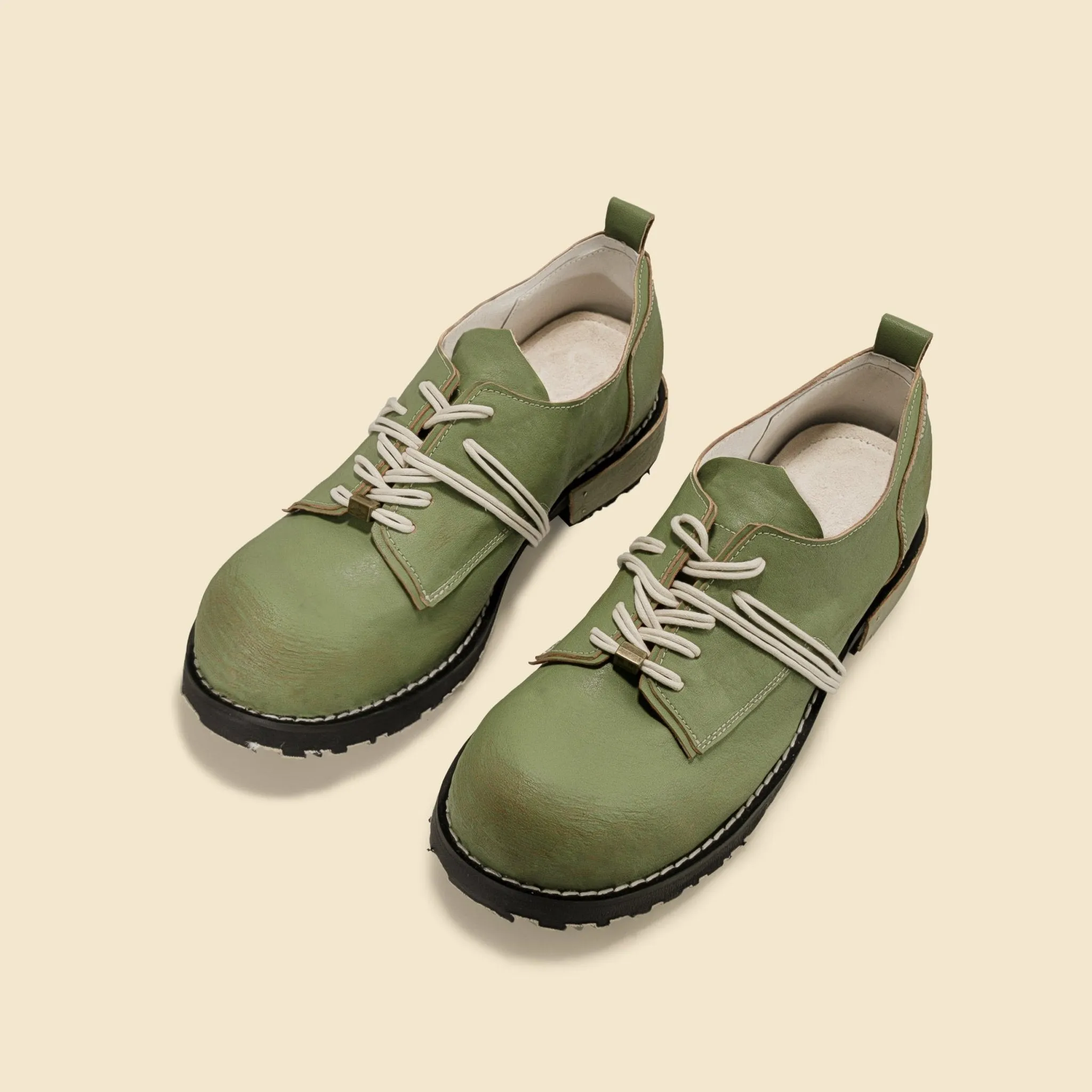 Avocado retro spring and summer men's and women's leather shoes