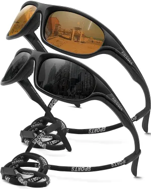 AWGSEE Polarized Sports Sunglasses for Men,TR90 Unbreakable Frame Sunglasses for Fishing Driving Cycling UV400 Protection