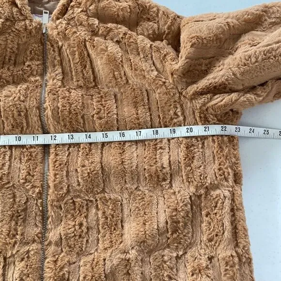 Band of the Free Angel Faux Fur Full Zip Hooded Jacket Lined in Butterscotch