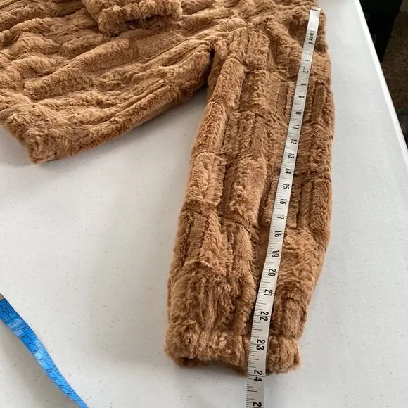 Band of the Free Angel Faux Fur Full Zip Hooded Jacket Lined in Butterscotch
