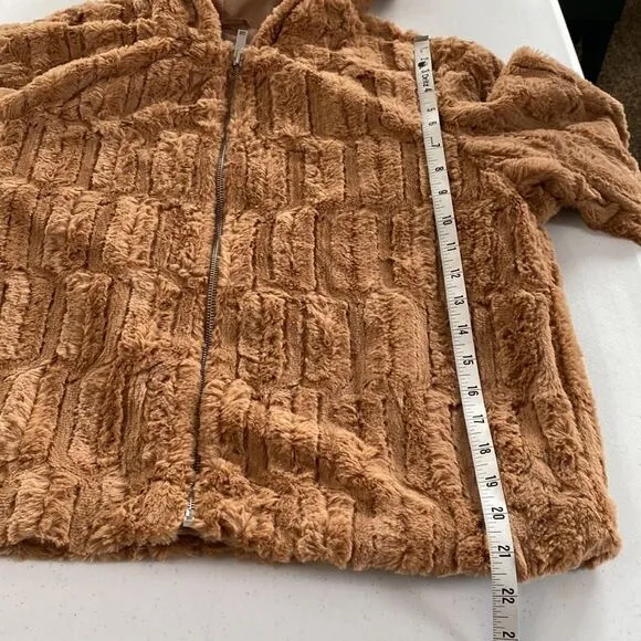Band of the Free Angel Faux Fur Full Zip Hooded Jacket Lined in Butterscotch
