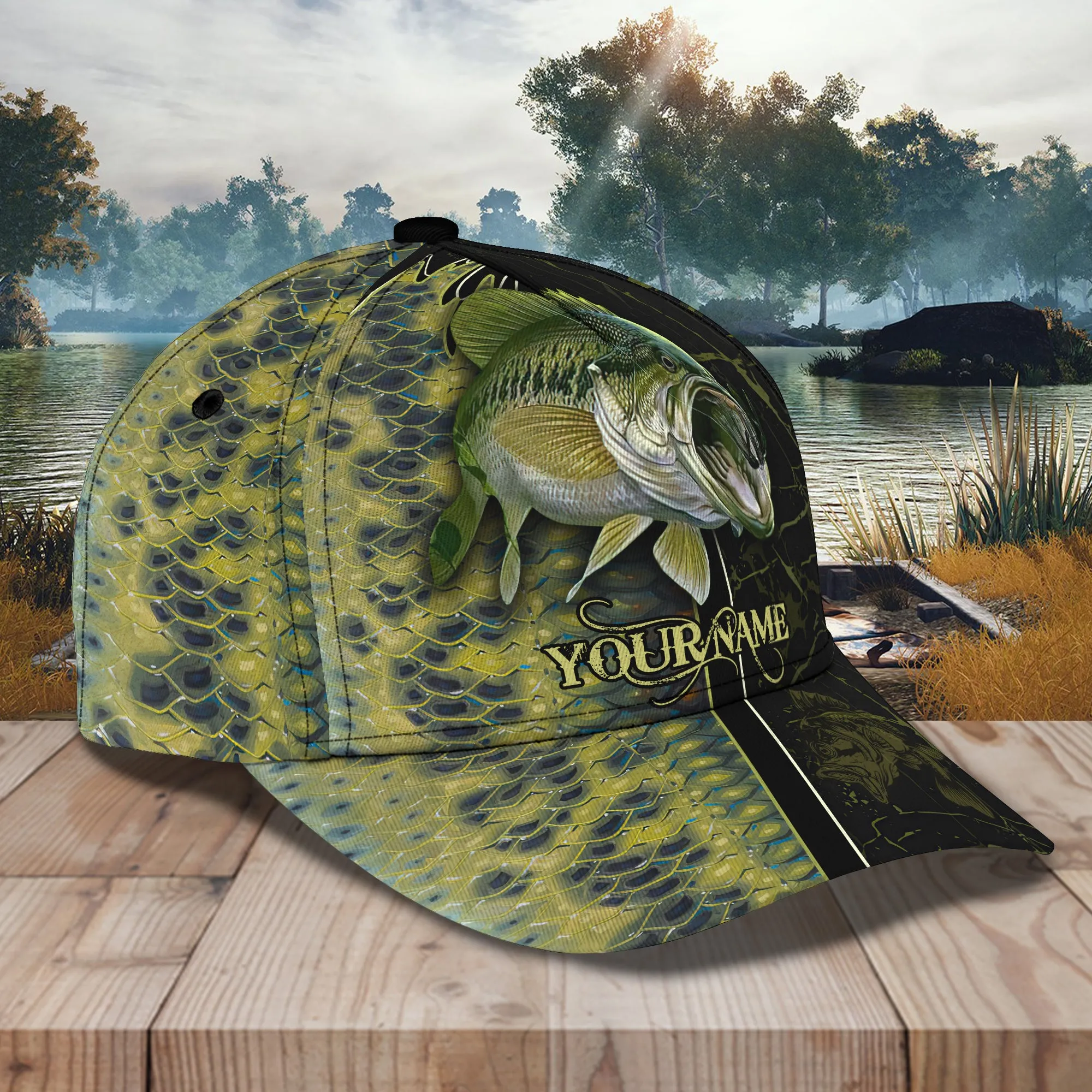 Bass Fishing 3 - Personalized Name Cap - Boom