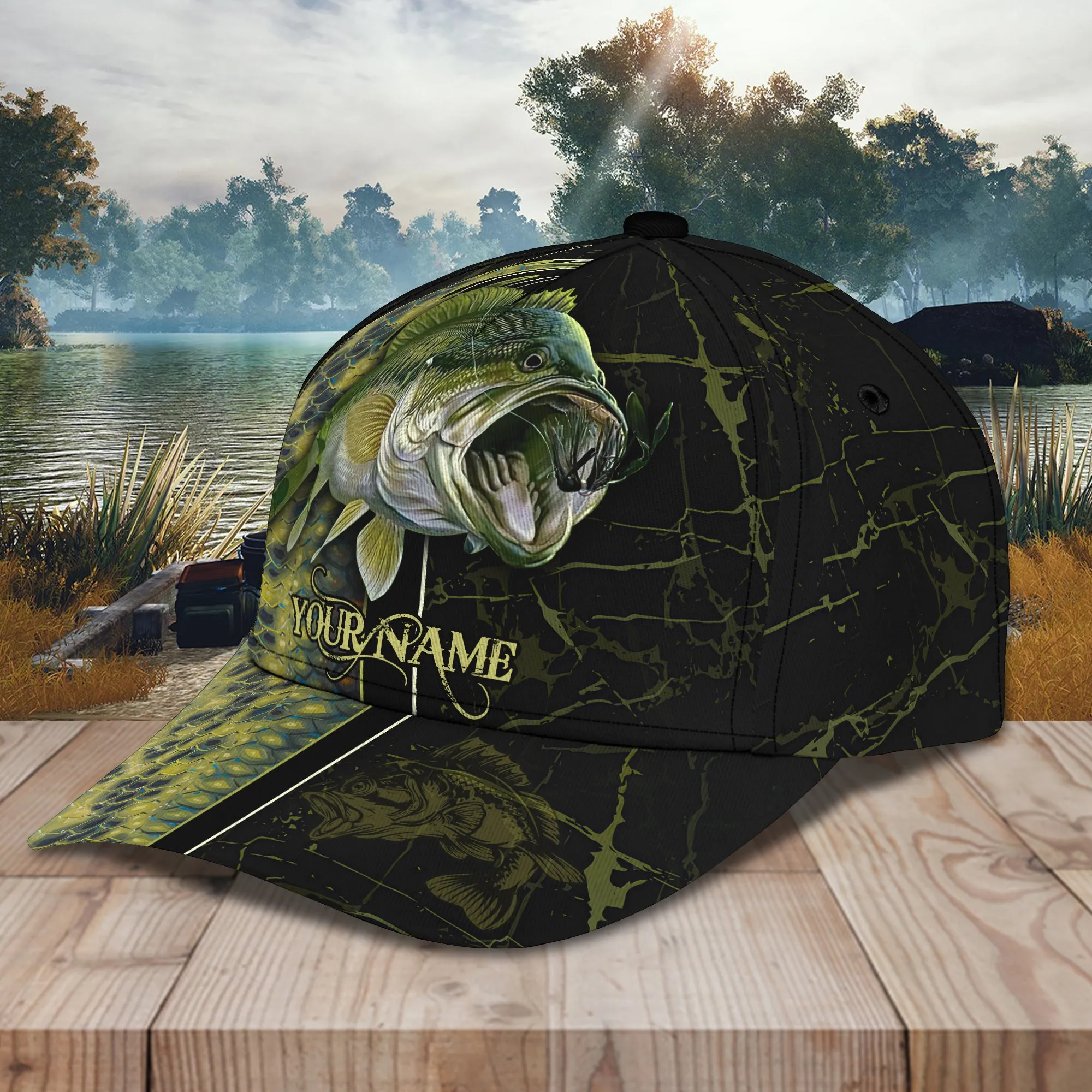Bass Fishing 3 - Personalized Name Cap - Boom