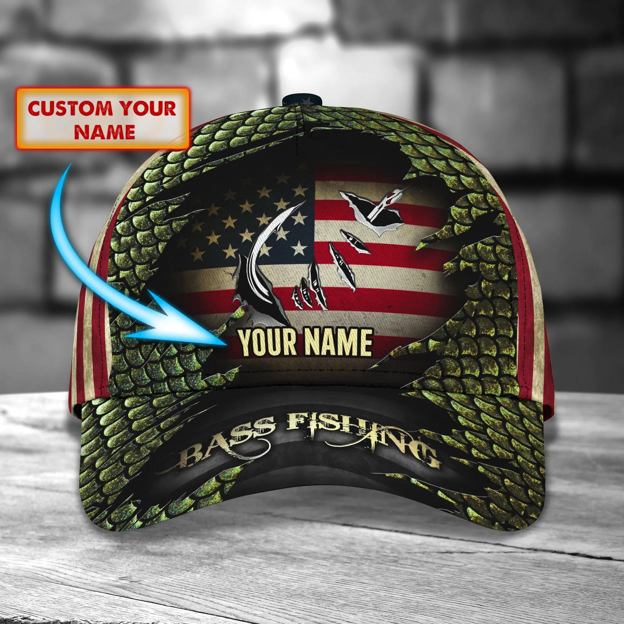 Bass Fishing - Personalize Name Cap 009 - CV98