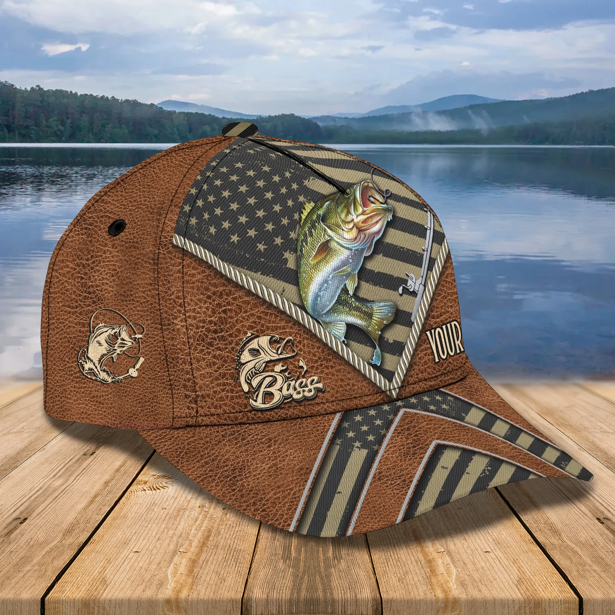Bass Fishing Personalized Name Cap - Lta98