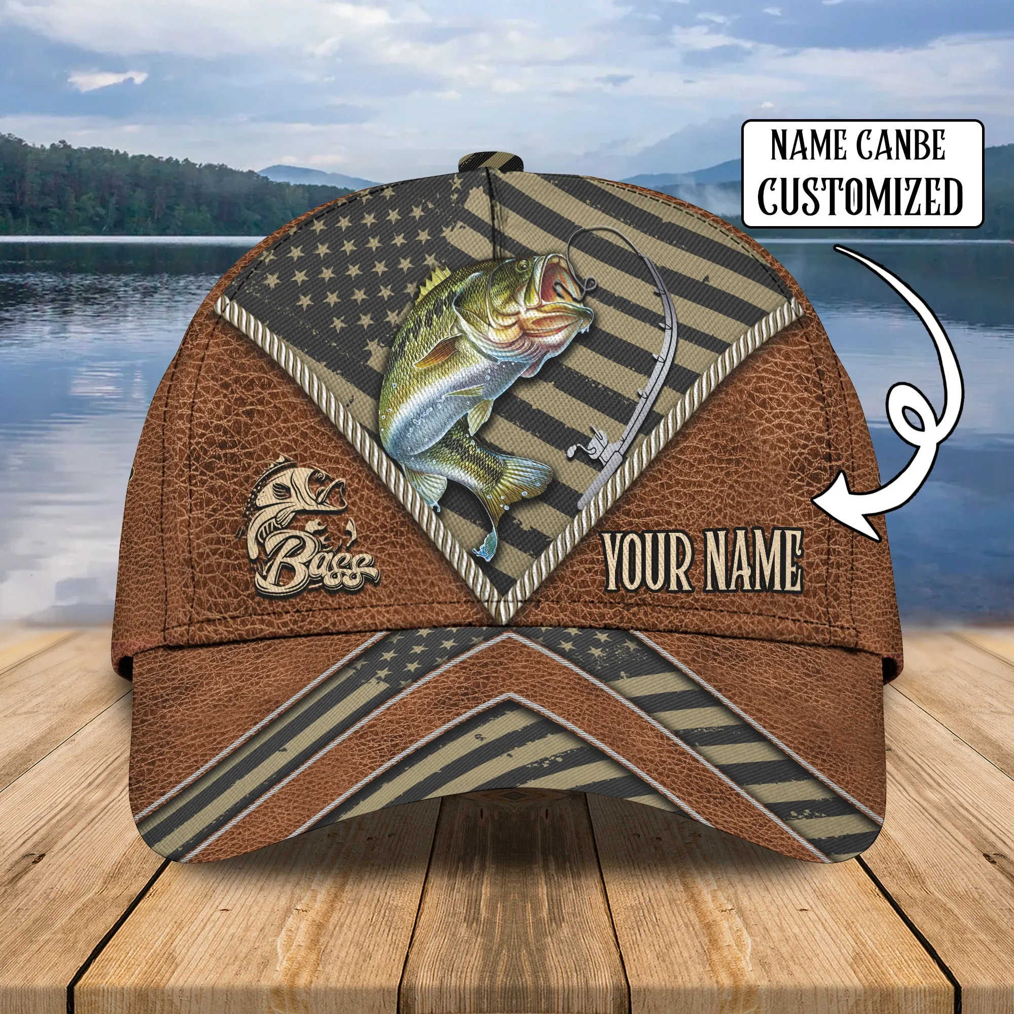 Bass Fishing Personalized Name Cap - Lta98