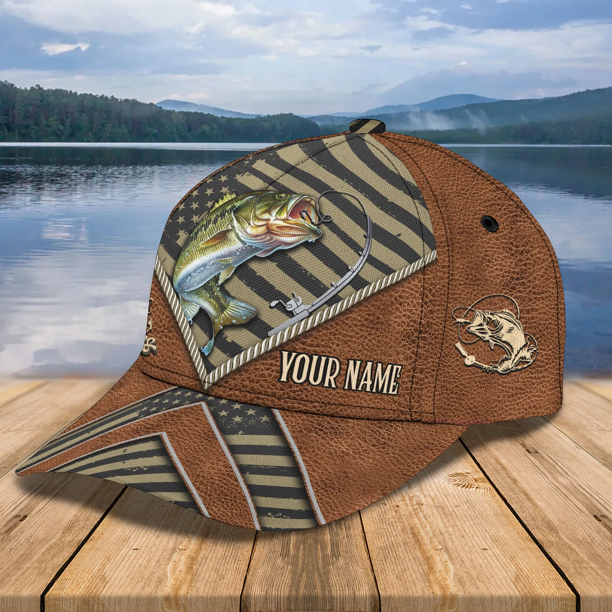 Bass Fishing Personalized Name Cap - Lta98