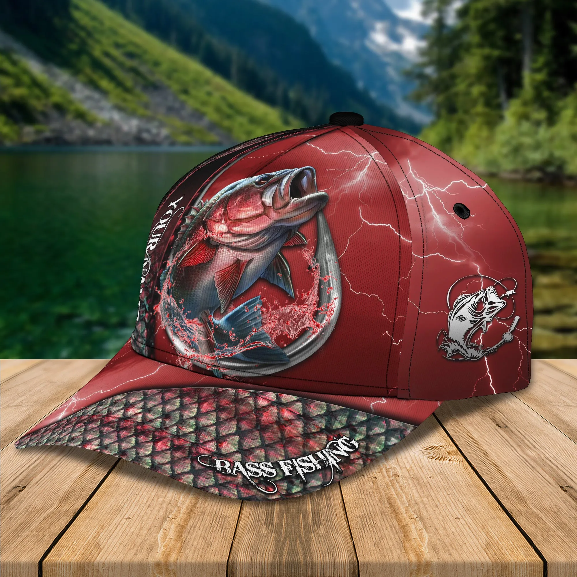 Bass Fishing - Personalized Name Cap - Nmd 49