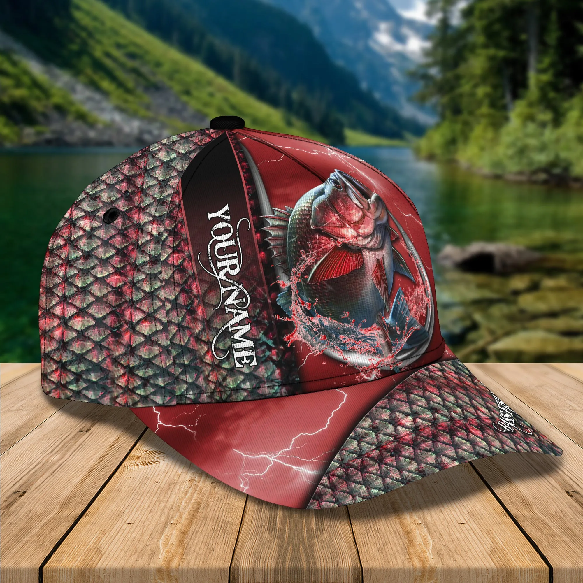 Bass Fishing - Personalized Name Cap - Nmd 49