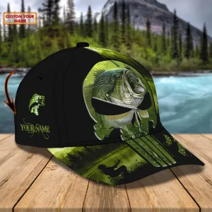 Bass Fishing- Skull- Personalized Name Cap 20 - Lta98