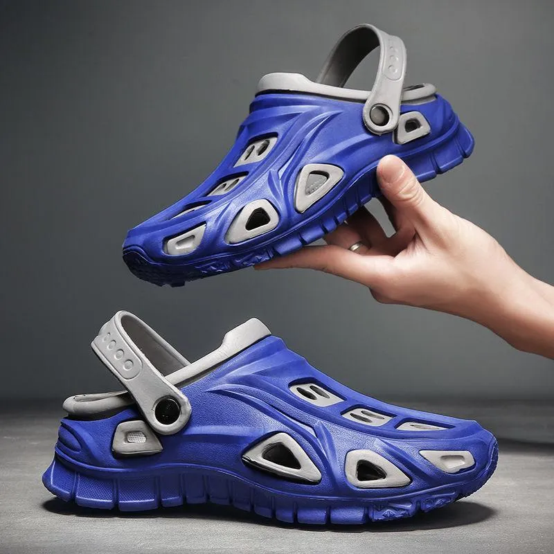 Beach Sandals and Slippers Men Summer Anti-skid Baotou Net Red Slippers Trend Thick Bottom Indoor and Outdoor Sandals and Holes Shoes Men