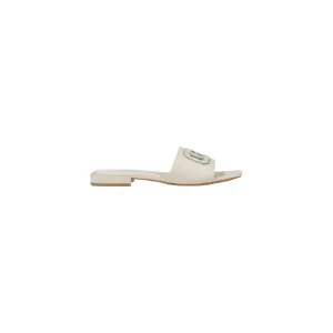 Beige Slide Sandal with Logo