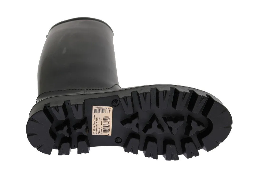Black Rubber Rain Knee Boots