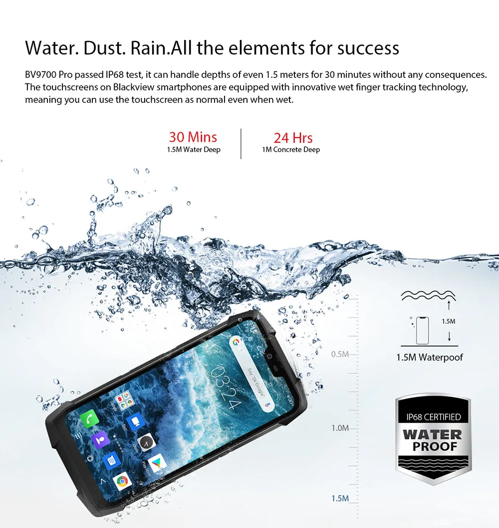 Blackview BV9700 Pro Waterproof IP68 Outdoor Smartphone Helio P70 6GB 128GB Android 9.0 With Night Vision Camera