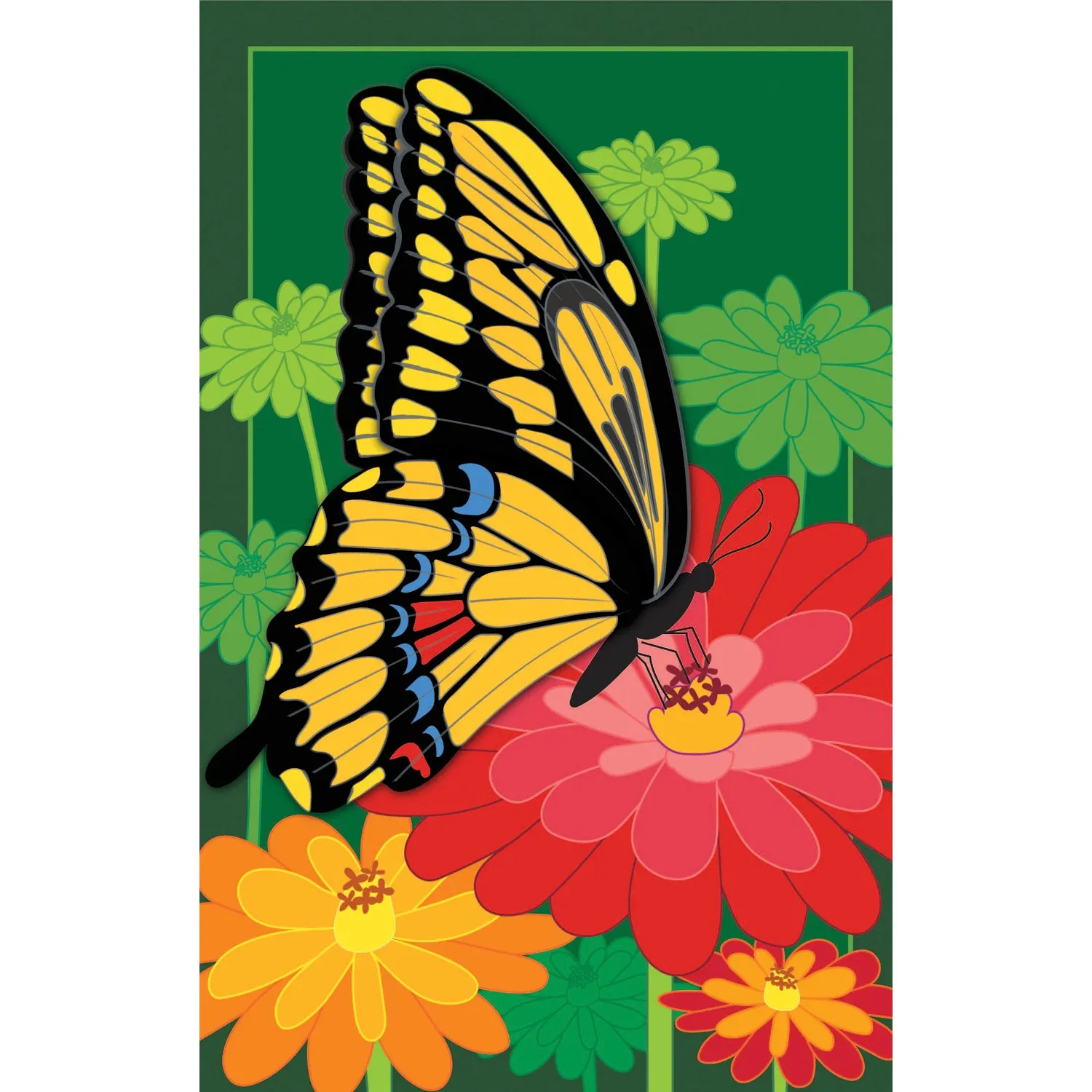 Blossoms and Butterfly Garden Applique Flag,169132