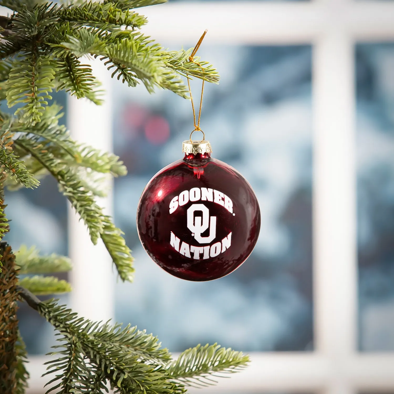Blown Glass Ornament, University of Oklahoma,3ot974bgo