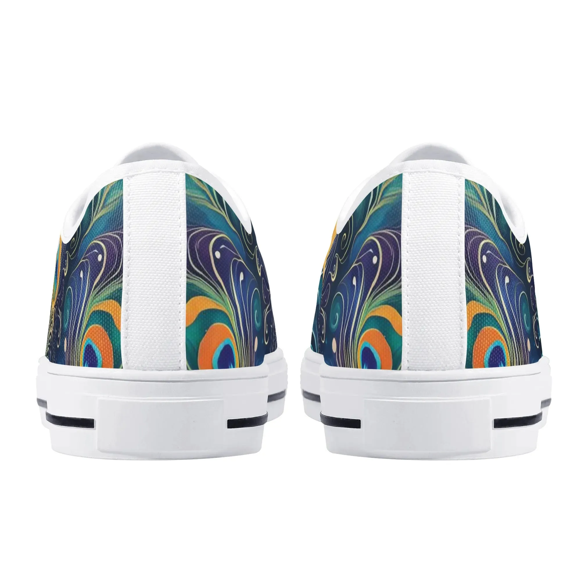 Blue Peacock Feathers Womens Rubber Low Top Sneakers