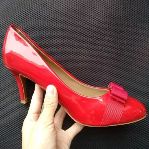Bowknot Classic Black Patent Leather High Heels Shoes Woman Pumps Basic 2021 Bowknot Work Shoes Fashion Party Sexy Women Shoes