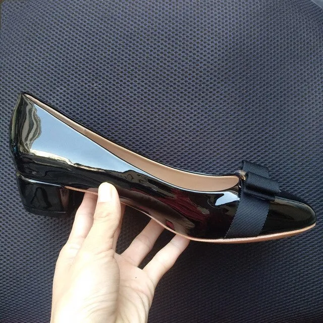 Bowknot Classic Black Patent Leather High Heels Shoes Woman Pumps Basic 2021 Bowknot Work Shoes Fashion Party Sexy Women Shoes