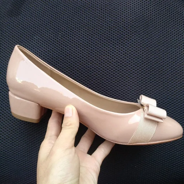 Bowknot Classic Black Patent Leather High Heels Shoes Woman Pumps Basic 2021 Bowknot Work Shoes Fashion Party Sexy Women Shoes