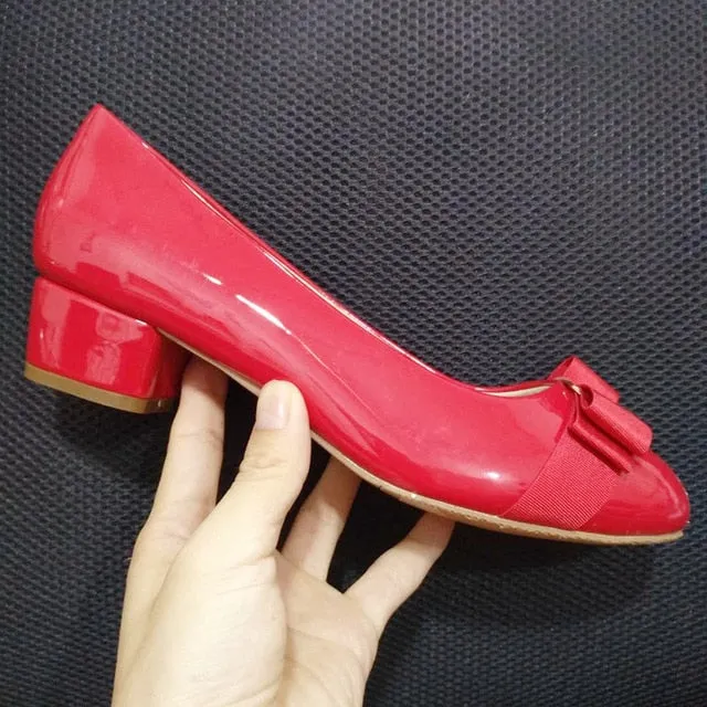 Bowknot Classic Black Patent Leather High Heels Shoes Woman Pumps Basic 2021 Bowknot Work Shoes Fashion Party Sexy Women Shoes