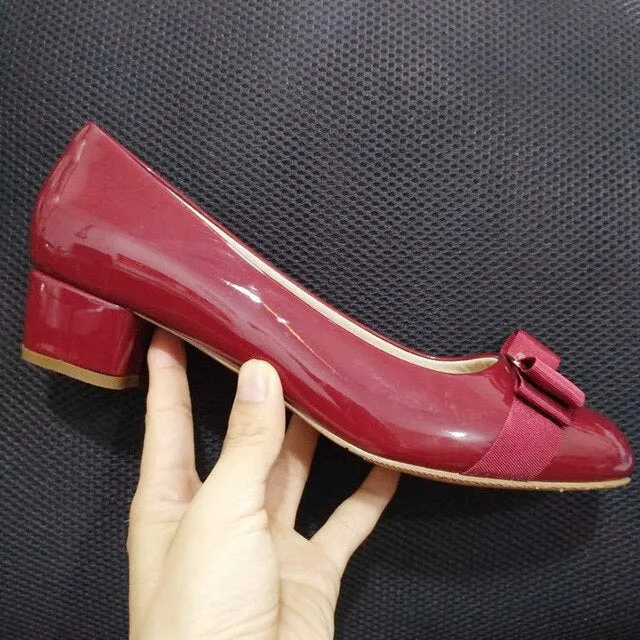 Bowknot Classic Black Patent Leather High Heels Shoes Woman Pumps Basic 2021 Bowknot Work Shoes Fashion Party Sexy Women Shoes