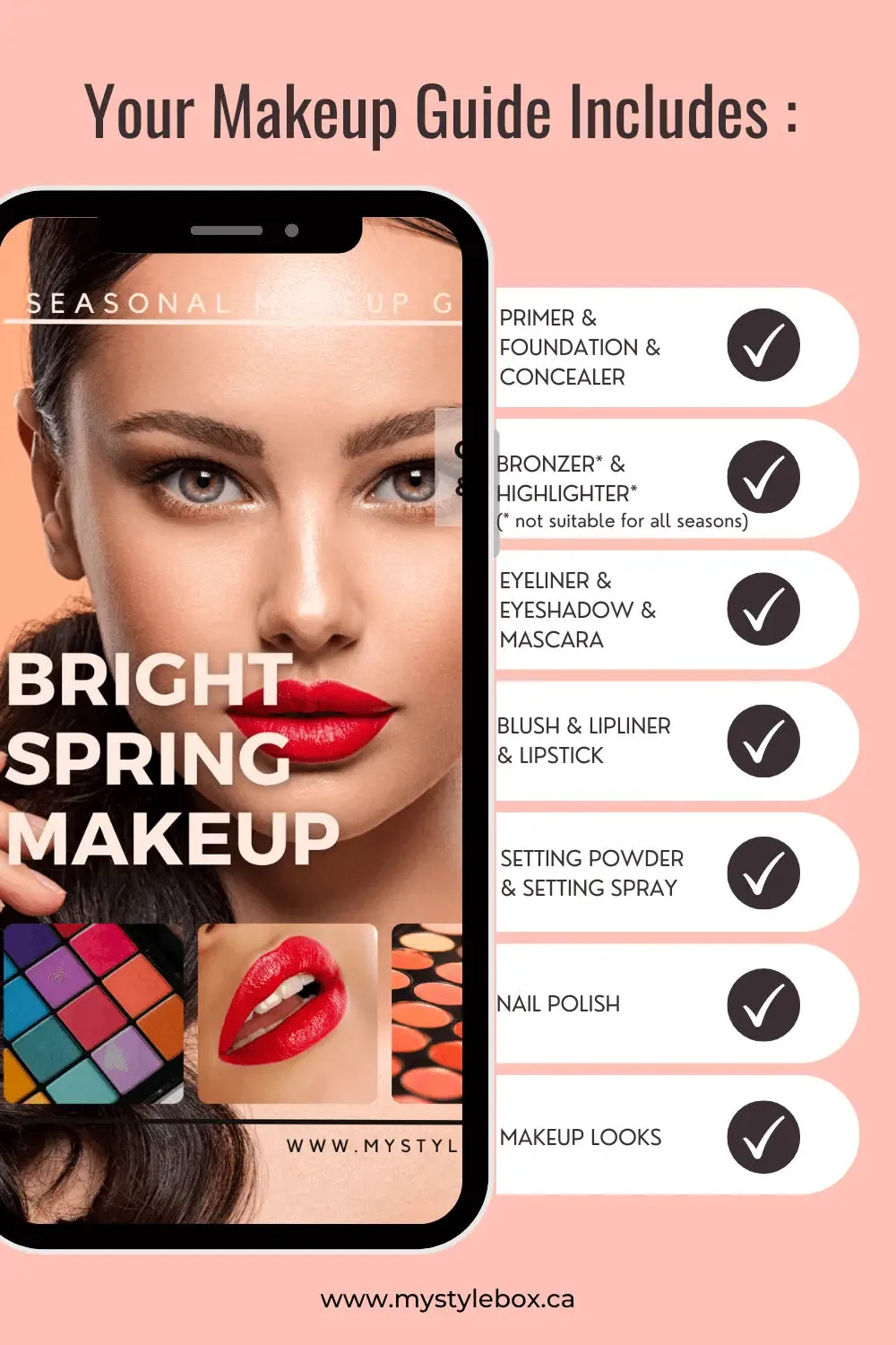 Bright Spring Digital Color Palette and Makeup Guide