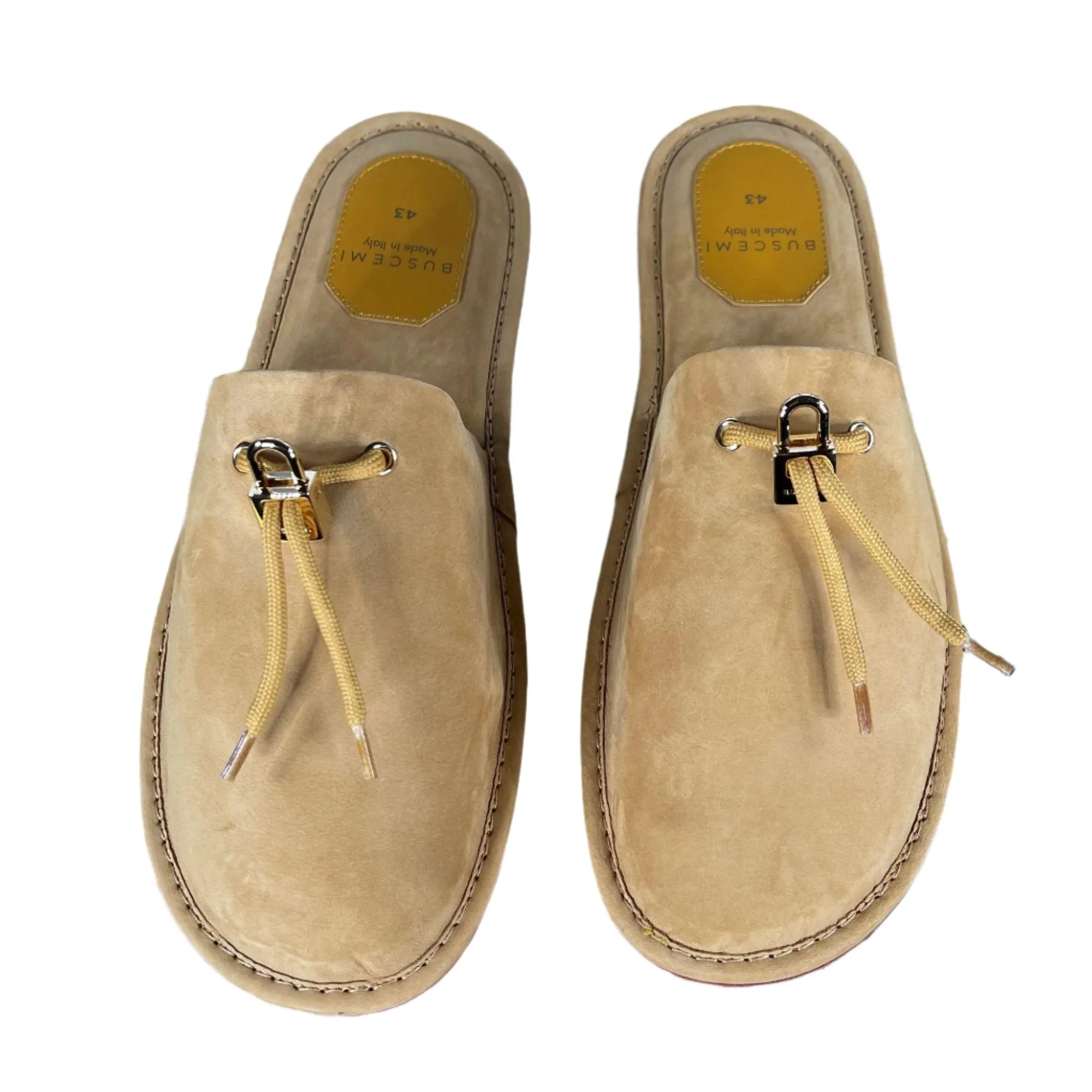 Buscemi Men's Greenwich Wheat Gum Leather Slippers