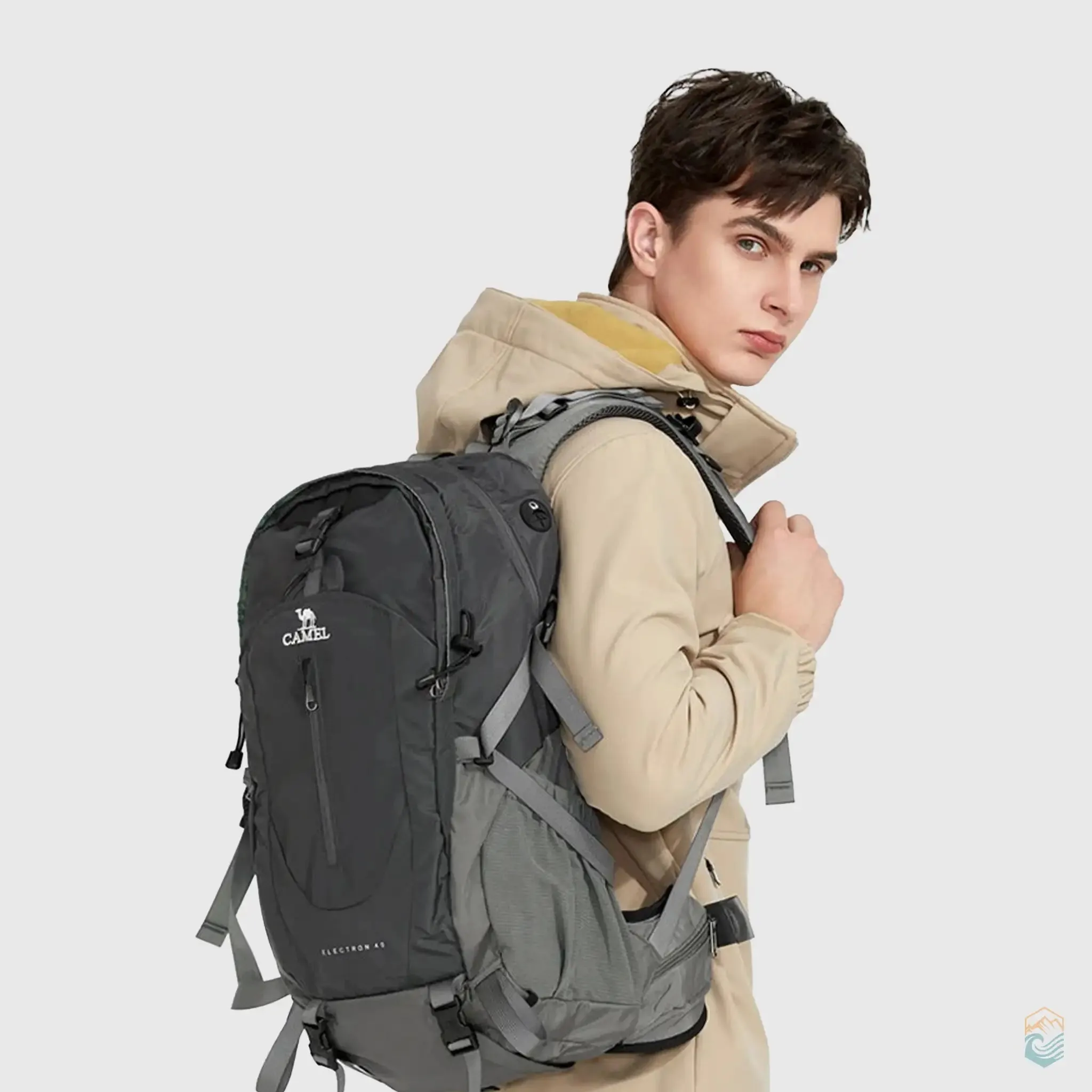 Camel 40L Waterproof Hiking Backpack Ultralight Design with Rain Cover for Camping Trekking Travel