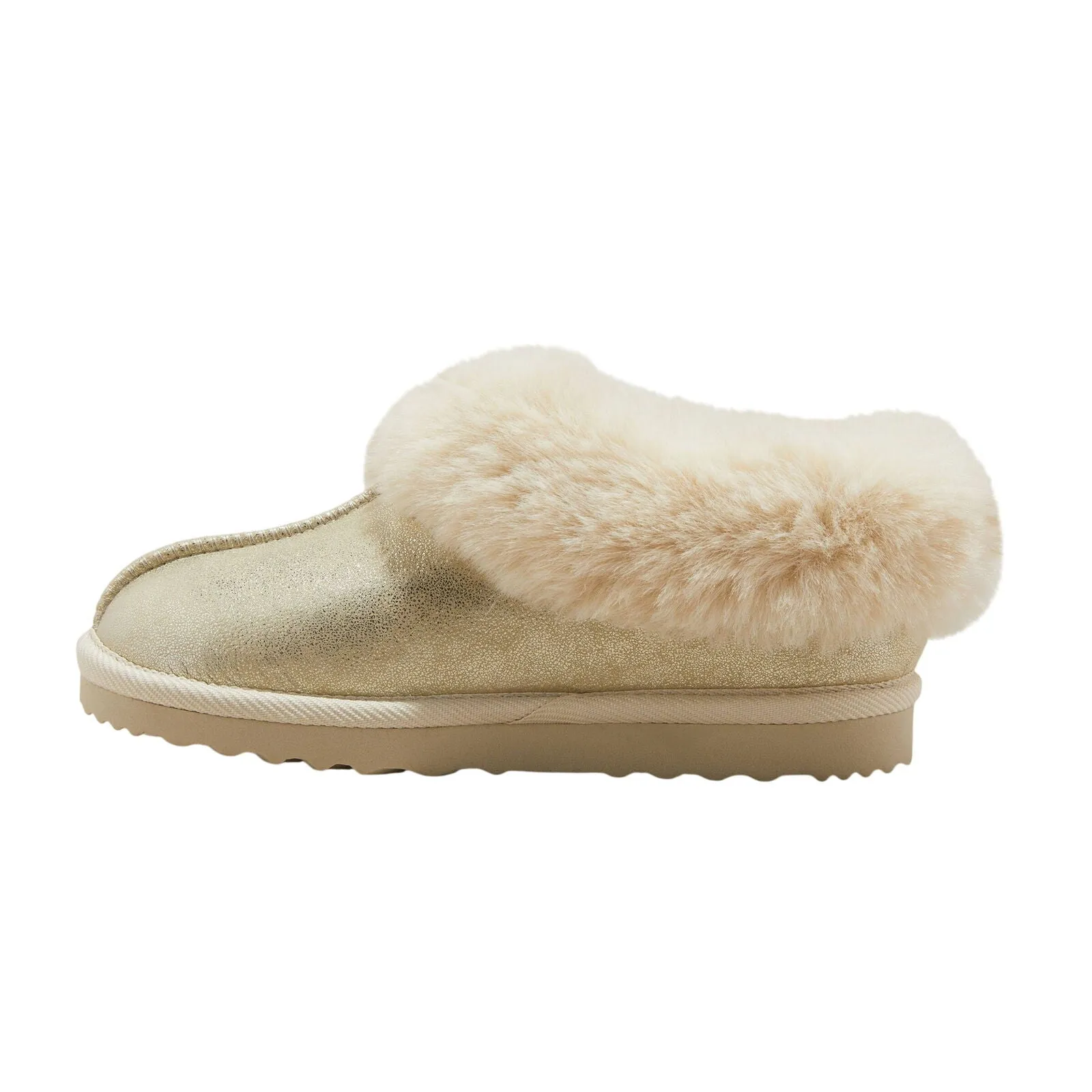 Cat & Jack Kids Girls Mollie Faux Fur Cuff Scuff Slippers 91307158 Gold Yellow 4