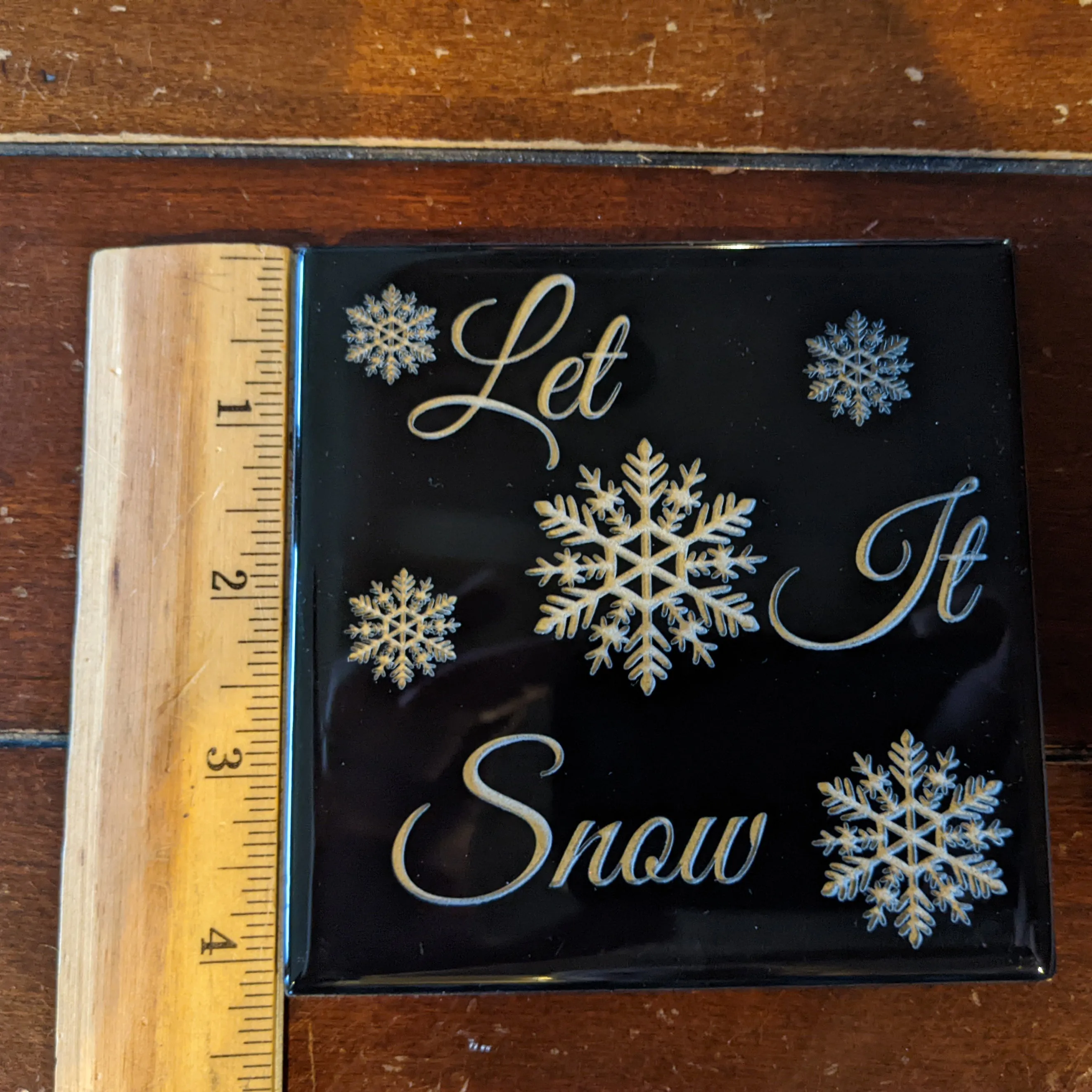 Ceramic Tile - Let it Snow Black
