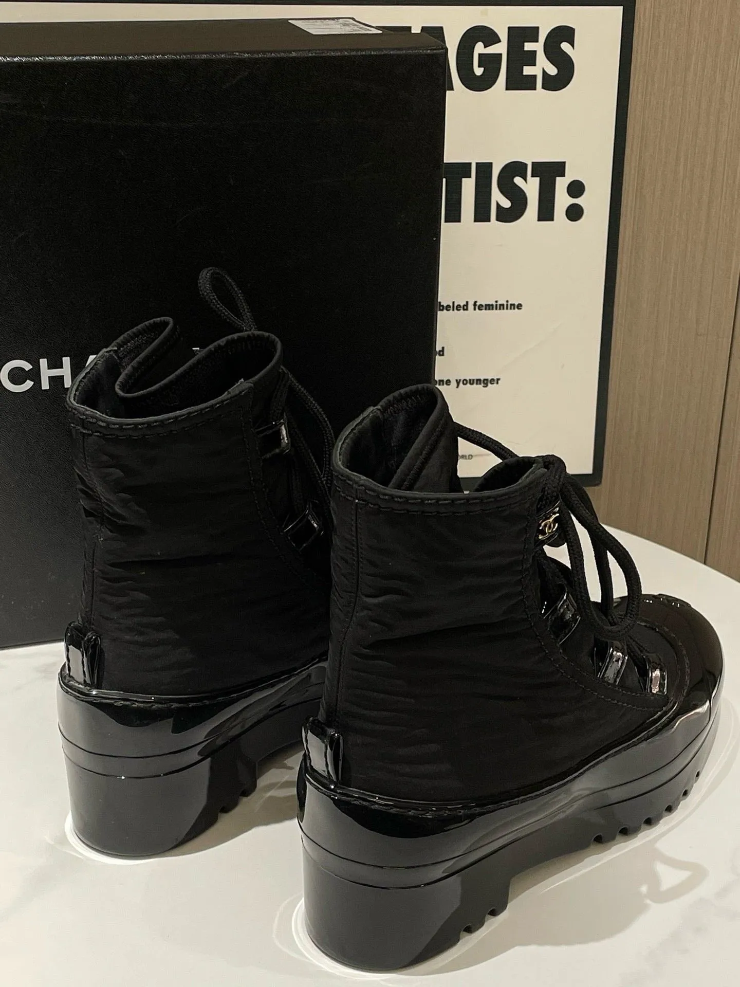 Chanel Puffer Boots Black Snow Boot