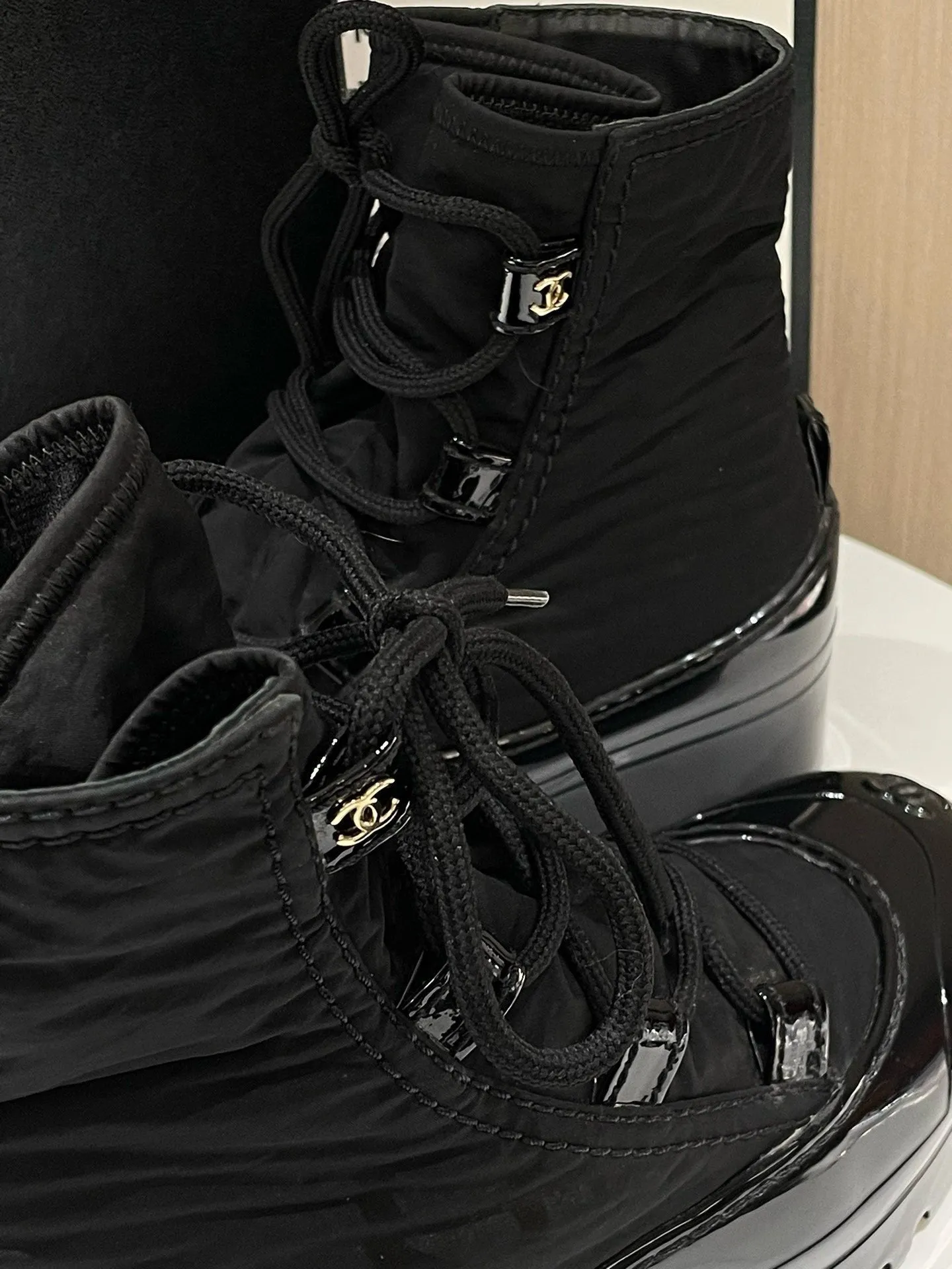 Chanel Puffer Boots Black Snow Boot