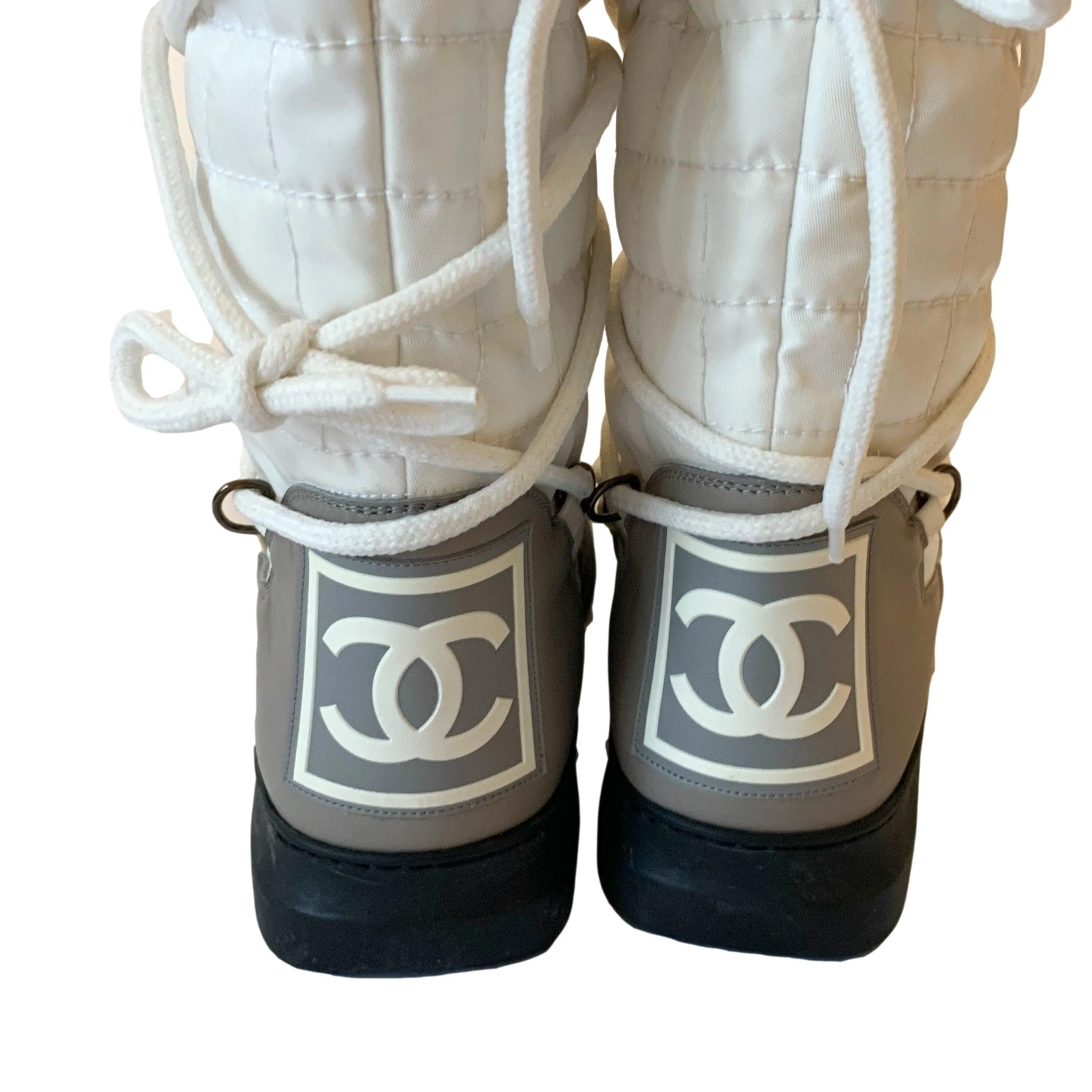 Chanel Sport White Logo Snow Boots