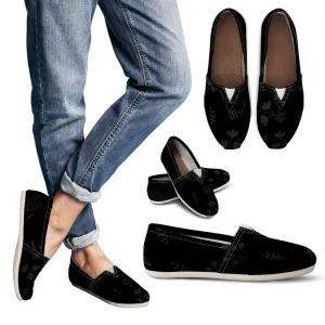Charcoal Floral Women's Casual Canvas Shoes