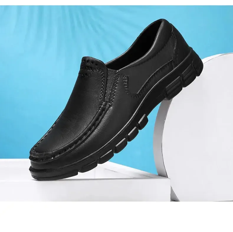 Chef shoes four season new anti slip oil resistant plus size business casual men's work leather shoes fashion comfort soft soled